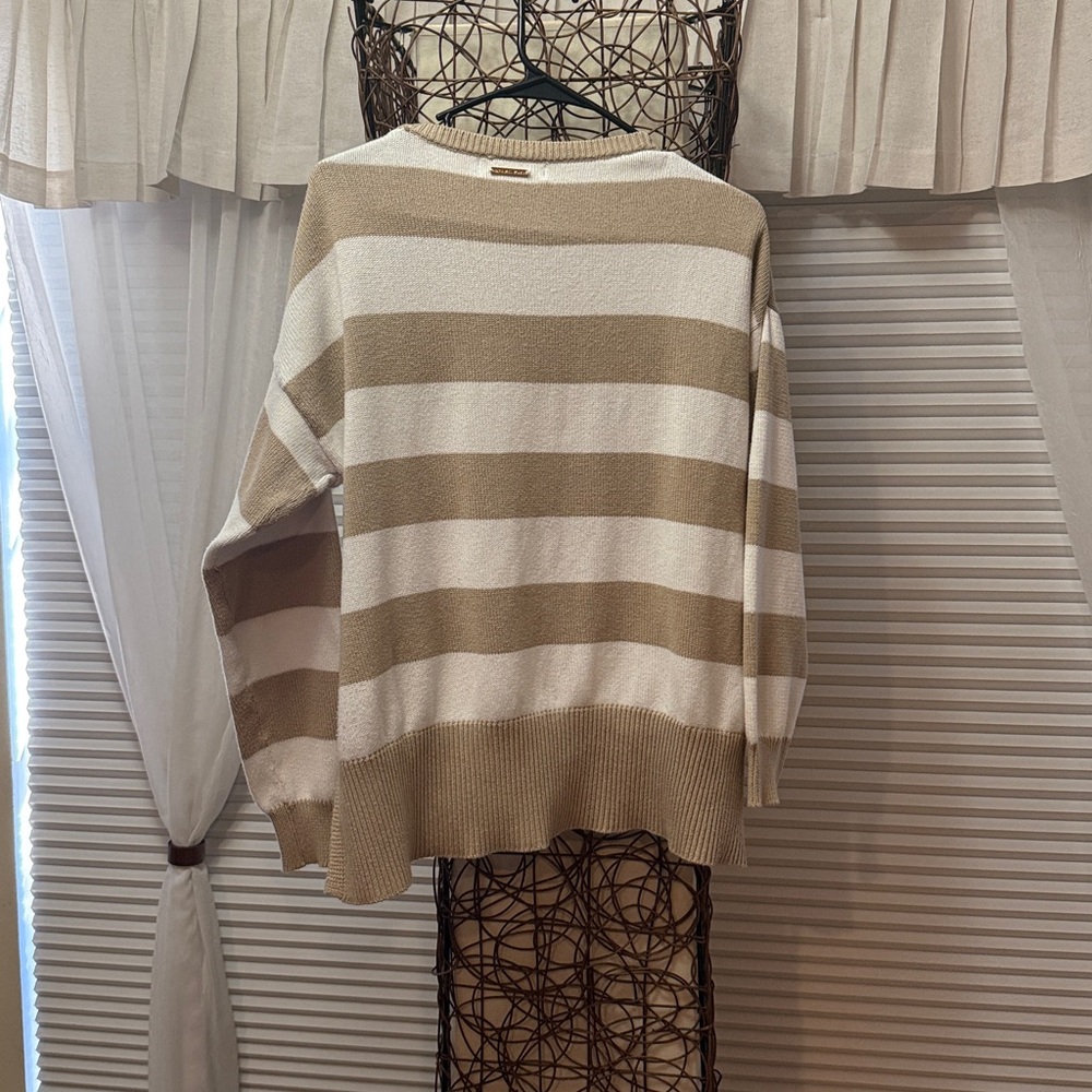 Michael Kors Beige and White Striped Sweater - Picture 2 of 3